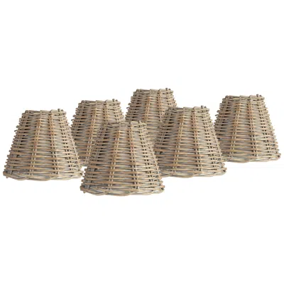 Springcrest Natural Wicker Chandelier Lamp Shades 3x6x5 (clip-on) Set Of 6
