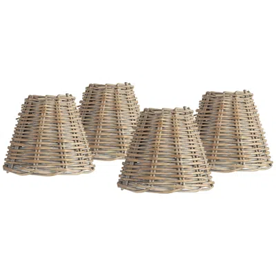 Springcrest Natural Wicker Weave Chandelier Lamp Shades 3x6x5 (clip-on) Set Of 4