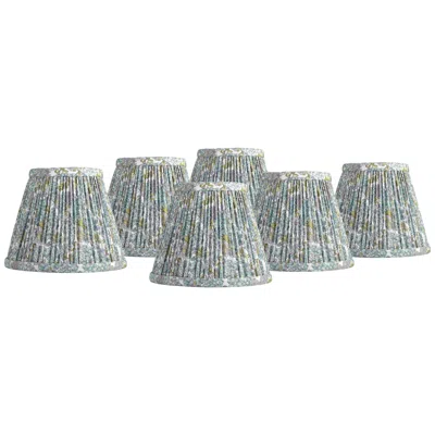 Springcrest Nelle Blue Green Pleated Clip-on Lamp Shades 3.5x6x5 Set Of 6