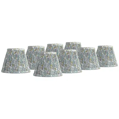 Springcrest Nelle Blue Green Pleated Clip-on Lamp Shades 3.5x6x5 Set Of 8