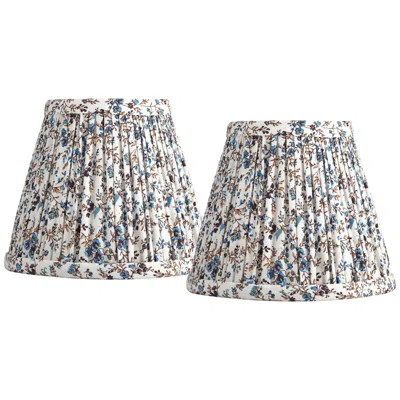 Springcrest Nelle Cream And Blue Floral Clip-on Shades 3.5x6x5 Set Of 2