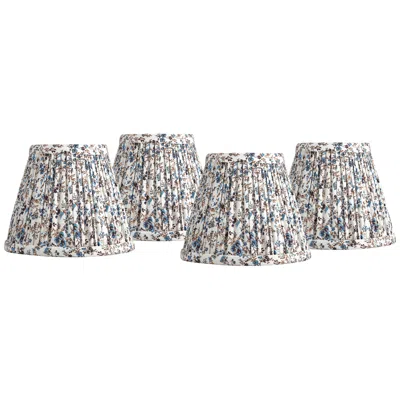 Springcrest Nelle Cream And Blue Floral Clip-on Shades 3.5x6x5 Set Of 4