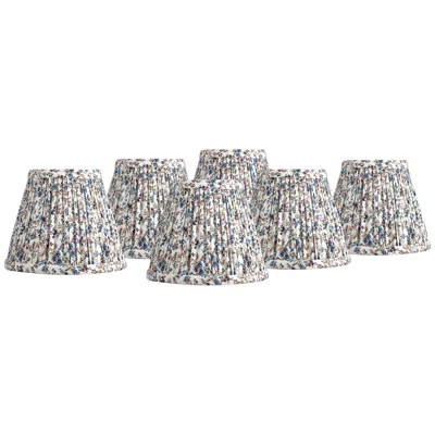 Springcrest Nelle Cream And Blue Floral Clip-on Shades 3.5x6x5 Set Of 6