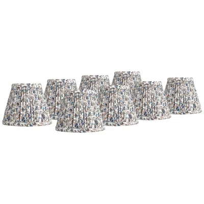 Springcrest Nelle Cream And Blue Floral Clip-on Shades 3.5x6x5 Set Of 8