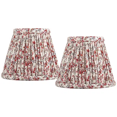 Springcrest Nelle Red Floral Clip-on Lamp Shades 3.5x6x5 Set Of 2