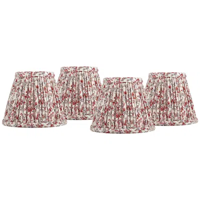 Springcrest Nelle Red Floral Clip-on Lamp Shades 3.5x6x5 Set Of 4