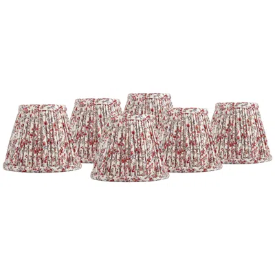 Springcrest Nelle Red Floral Clip-on Lamp Shades 3.5x6x5 Set Of 6