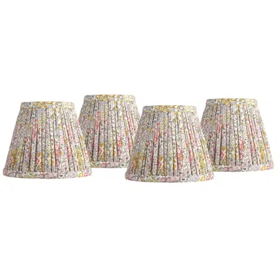 Springcrest Nelle Yellow And Peach Pleated Clip-on Shades 3.5x6x5 Set Of 4