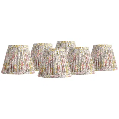 Springcrest Nelle Yellow And Peach Pleated Clip-on Shades 3.5x6x5 Set Of 6