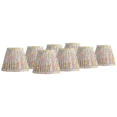 Springcrest Nelle Yellow And Peach Pleated Clip-on Shades 3.5x6x5 Set Of 8