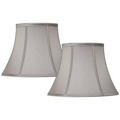 Springcrest Pewter Gray Bell Lamp Shades 7x12x9 (spider) Set Of 2
