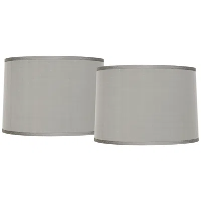 Springcrest Platinum Gray Faux Silk Set Of 2 Drum Shades 15x16x11 (spider)