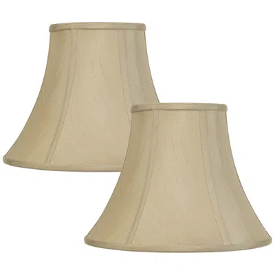 Springcrest Set Of 2 Taupe Fabric Bell Lamp Shades 7x14x11 (spider)