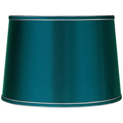 Springcrest Sydnee Deep Teal Blue With Silver Trim Drum Lamp Shade 14x16x11 (spider)