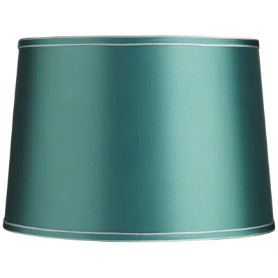 Springcrest Sydnee Soft Teal Silver Trim Drum Lamp Shade 14x16x11 (spider)
