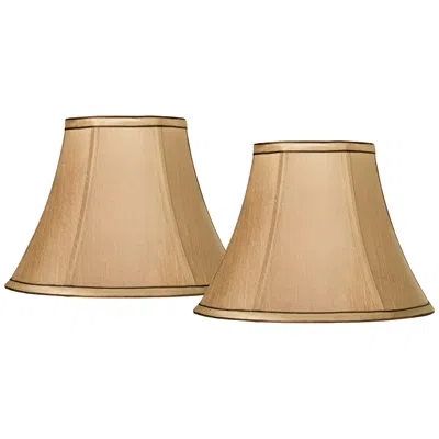 Springcrest Tan And Brown Trim Set Of 2 Bell Lamp Shades 6x12x9 (spider)