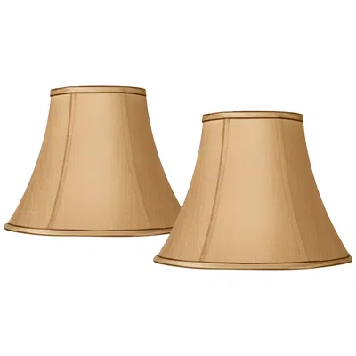 Springcrest Tan Brown Fabric Set Of 2 Bell Lamp Shades 7x14x11 (spider)