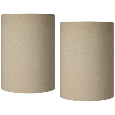 Springcrest Tan Cotton Set Of 2 Cylinder Lamp Shades 8x8x11 (spider)