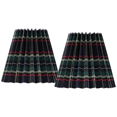 Springcrest Tartan Navy Plaid Empire Shade 3x6x5x5.25 (clip-on) Set Of 2 In Multi