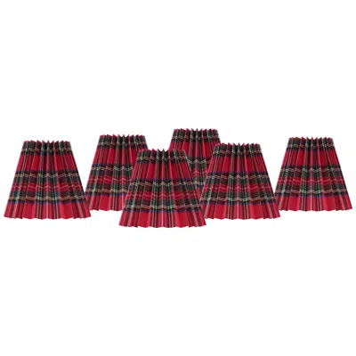 Springcrest Tartan Red Plaid Empire Shade 3x6x5x5.25 (clip-on) Set Of 6 In Multi