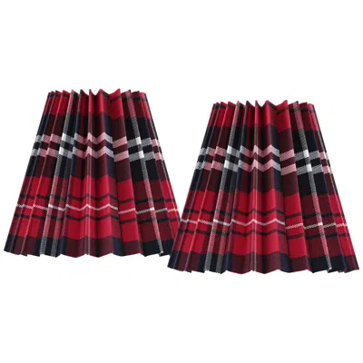 Springcrest Tartan Scots Red Navy Plaid Shade 3x6x5x5.25 (clip-on) Set Of 2