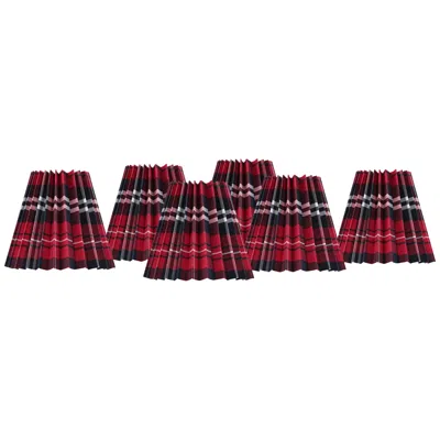 Springcrest Tartan Scots Red Navy Plaid Shade 3x6x5x5.25 (clip-on) Set Of 6