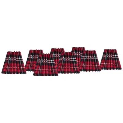 Springcrest Tartan Scots Red Navy Plaid Shade 3x6x5x5.25 (clip-on) Set Of 8