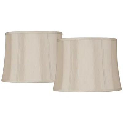 Springcrest Taupe Fabric Set Of 2 Drum Lamp Shades 14x16x12x12 (spider) In Neutral