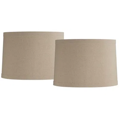 Springcrest Taupe Natural Linen Drum Shades 15x16x11 (spider) Set Of 2