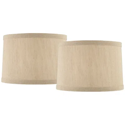 Springcrest Taupe Set Of 2 Hardback Drum Lamp Shades 15x16x11 (spider)