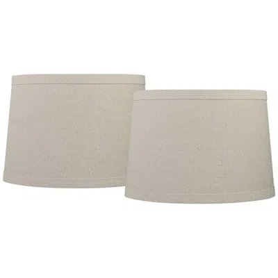 Springcrest Taupe/gray Burlap Set Of 2 Drum Lamp Shades 14x16x11 (spider)