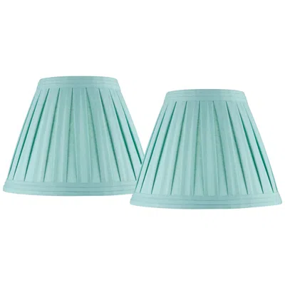 Springcrest Turquoise Set Of 2 Pleat Empire Lamp Shades 7x14x11 (spider)