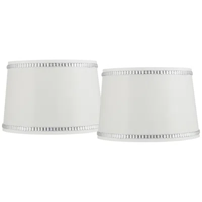 Springcrest White Crystal Trim Set Of 2 Drum Shades 13x15x10 (spider)
