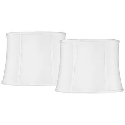 Springcrest White Fabric Set Of 2 Drum Lamp Shades 14x16x12 (spider)
