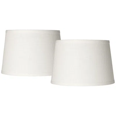 Springcrest White Linen Drum Lamp Shades 10x12x8 (spider) Set Of 2