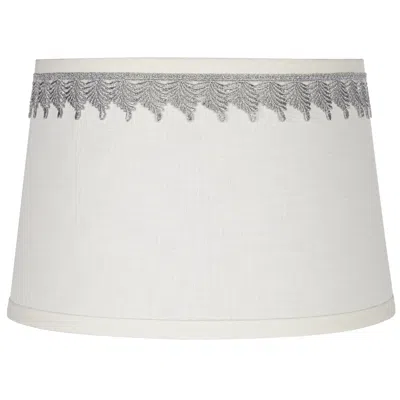 Springcrest White Linen Shade With Silver Leaf Trim 10x12x8 (spider)