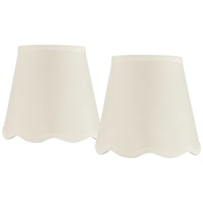 Springcrest White Set Of 2 Scalloped Bottom Lamp Shades 4x6x5.5 (clip-on)