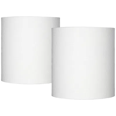 Springcrest White Tall Linen Drum Shades 14x14x15 (spider) Set Of 2