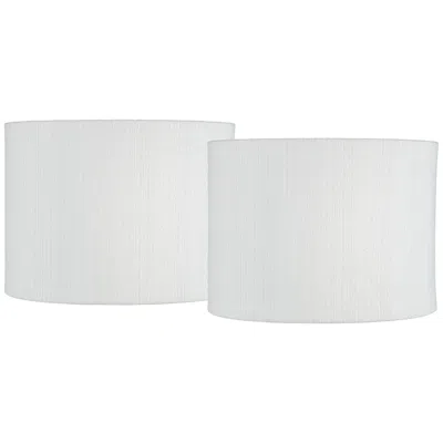 Springcrest White Weave Set Of 2 Drum Lamp Shades 15x15x11 (spider)