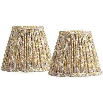 Springcrest Yellow Pleated Clip-on Lamp Shades 3.5x6x5 Set Of 2