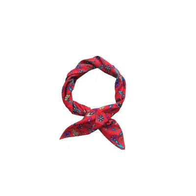 Springmoonatelier Fire Red Floral Cotton Women's Scarf – Special Design