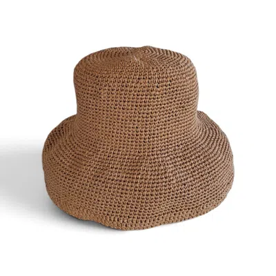 Springmoonatelier Handmade Chocolate Brown Satin Raffia Women's Hat – Wide Brim