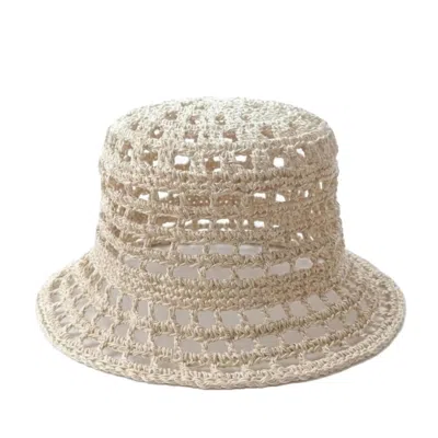 Springmoonatelier Neutrals Handmade Beige Crochet Women's Bucket Hat