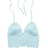 Springmoonatelier White Women Summer Beach Crochet Strappy Knit Boho Strappy Bikini In White