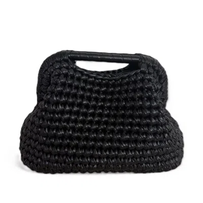Springmoonatelier Women's Black Metallic Handwoven Sleek Bag