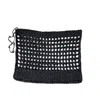 Springmoonatelier Women's Black Raffia Clutch Bag  Handmade Elegance With Zipper Closure