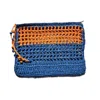 Springmoonatelier Women's Blue & Orange Raffia Handwoven Clutch