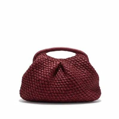 Springmoonatelier Women's Brown / Red Handmade Raffia Top-handle Bag – Burgundy In Multi