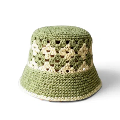 Springmoonatelier Women's Green / Neutrals Handmade Sage Green And Cream Crochet Bucket Hat – Lightweight Summer  Styl