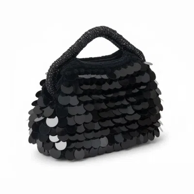 Springmoonatelier Women's Hand-embroidered Black Sequin Handbag – Velvet Yarn, Completely Handmade